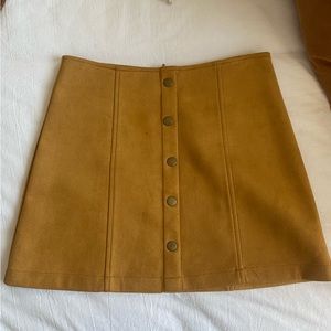 Suede Button-Down Mini Skirt